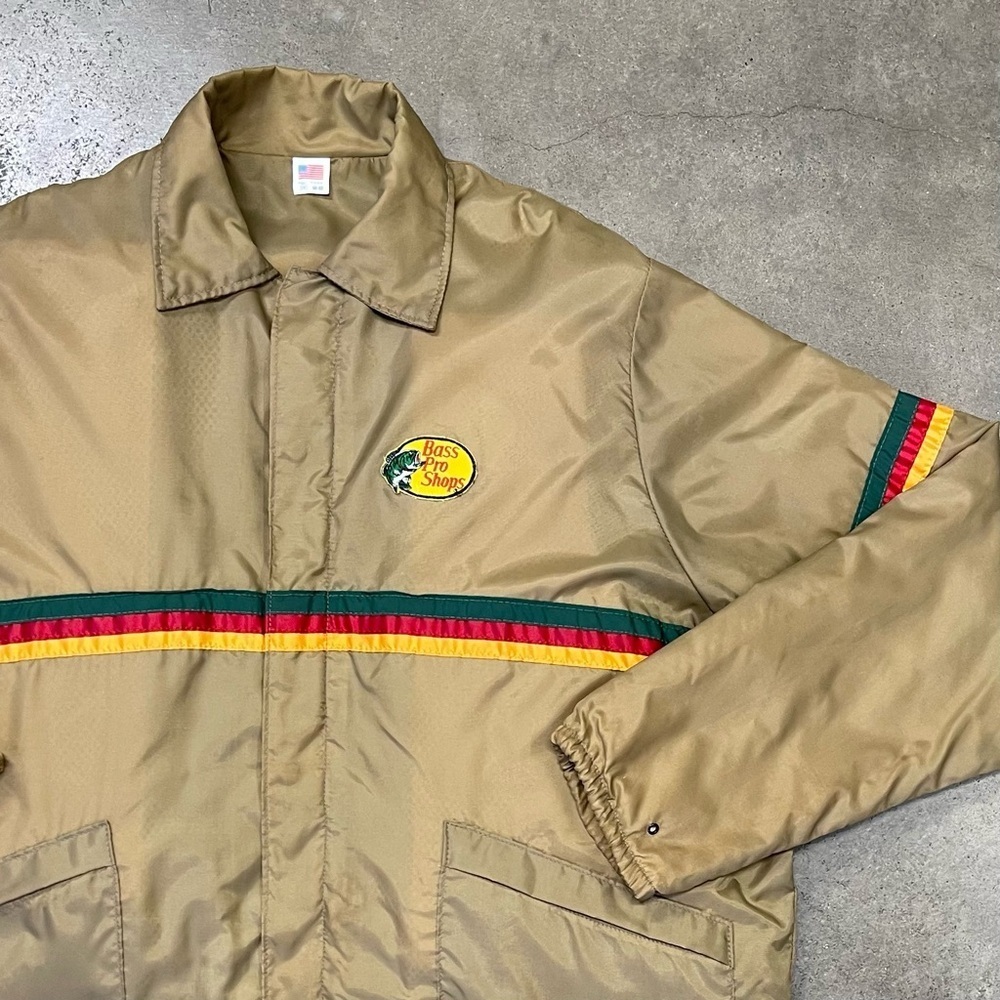 Vintage Bass Pro Shops Stearns Jacket XXL Tan Stripe Outdoor USA - Picture 2 of 10